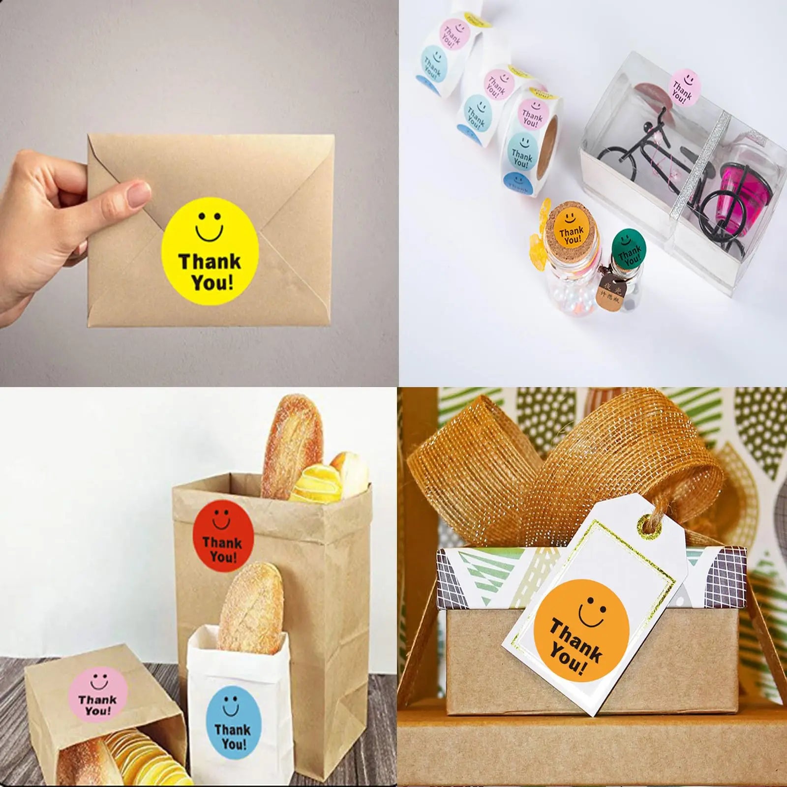 500 Pcs Thank You Stickers 8 Designs Colorful Smiley 1 Inch Thank You Stickers for Packaging Thank You Stickers for Baking Oasis Select