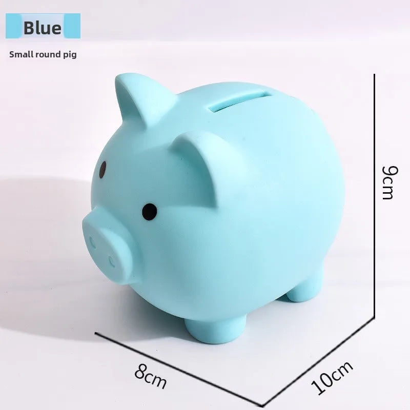 1pcs Shatterproof Golden Pig Coin Bank Rubber Piggy Bank Fortune Symbol for Kids Savings & Home Decoration Oasis Select Small blue