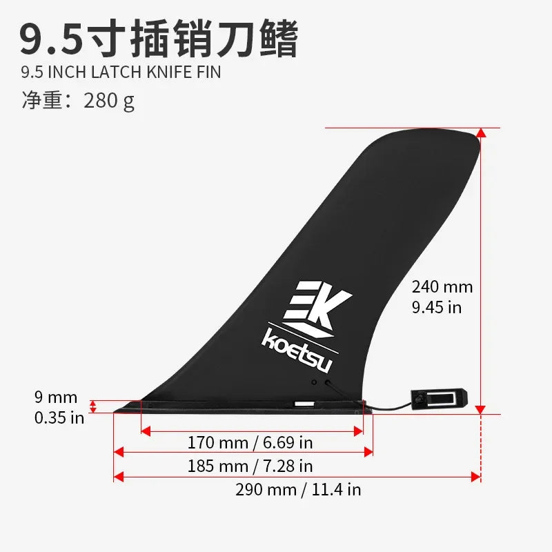 Surfboard Tail Fin Stand Up Board Quick Release Longboard Fin Detachable Paddle Board Fin for Surfboard Kayak Long Board Oasis Select 9.5 inches
