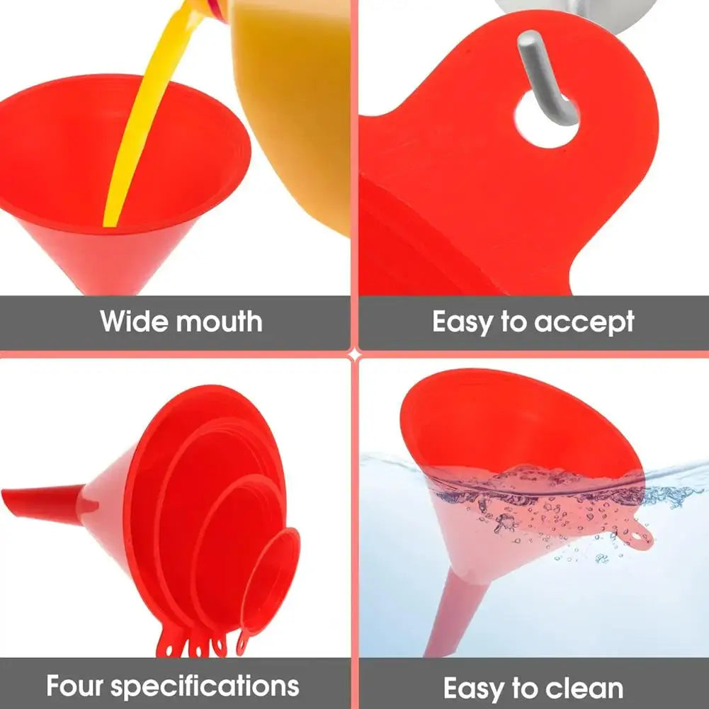 4-Piece Anti-Splash Oil Funnel Set – Car & Motorcycle