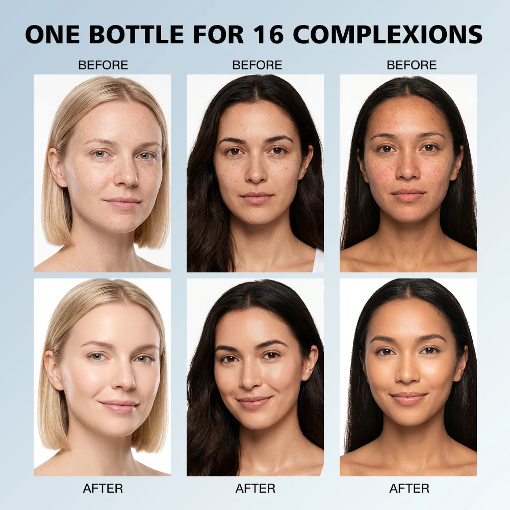 Color Changing Foundation Long-Lasting Buildable Coverage Non-drying Base Foundation Smooth Texture Flawless Natural Face Makeup Oasis Select