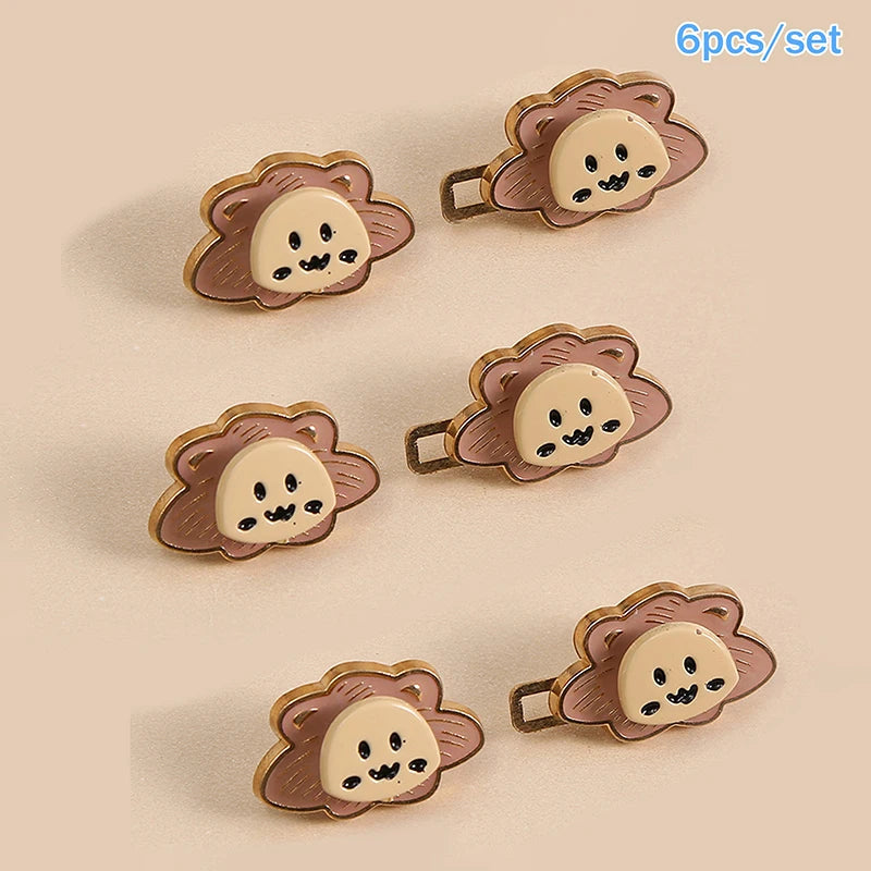 6Pcs Cartoon Lion Waist Cincher Waist Slimming Tool Pants Clips Detachable Metal Buttons Waist Tightener Clothing Accessories Oasis Select Pink