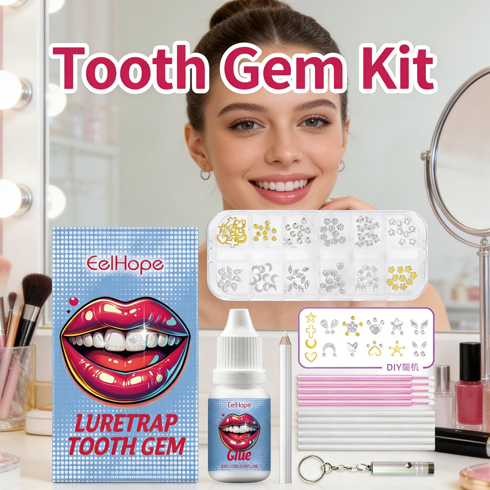 Tooth Gems Sparkling Teeth Jewelry Party Photography Beauty Smile Decor DIY Clear Precious Stone Personalized Fashion Tooth Kit Oasis Select