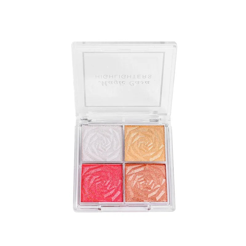 MAGIC CASA 4-Color Highlighter Palette – Shimmer Blush Glow