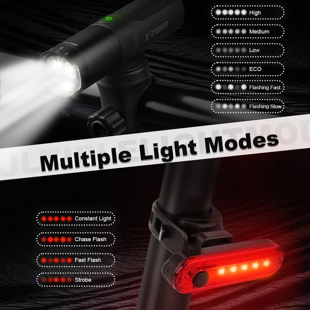 X-TIGER Bicycle Light Super Bright Type-C Rechargeable Flashlight IP66 Waterproof MTB Road Bike Front Lamp Cycling Accessories Oasis Select