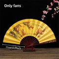 Premium Chinese Style Folding Fan Head Bamboo Double-Sided Silk Fabric Intricate Carved & Hollow Men's Fan Oasis Select 10inch plum blossom