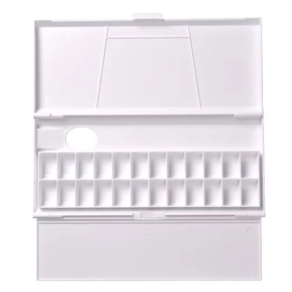Foldable Watercolor Pigment Box Easy Open Artist Student Color Mixing Compartments Color Display Painting Tools Oasis Select White