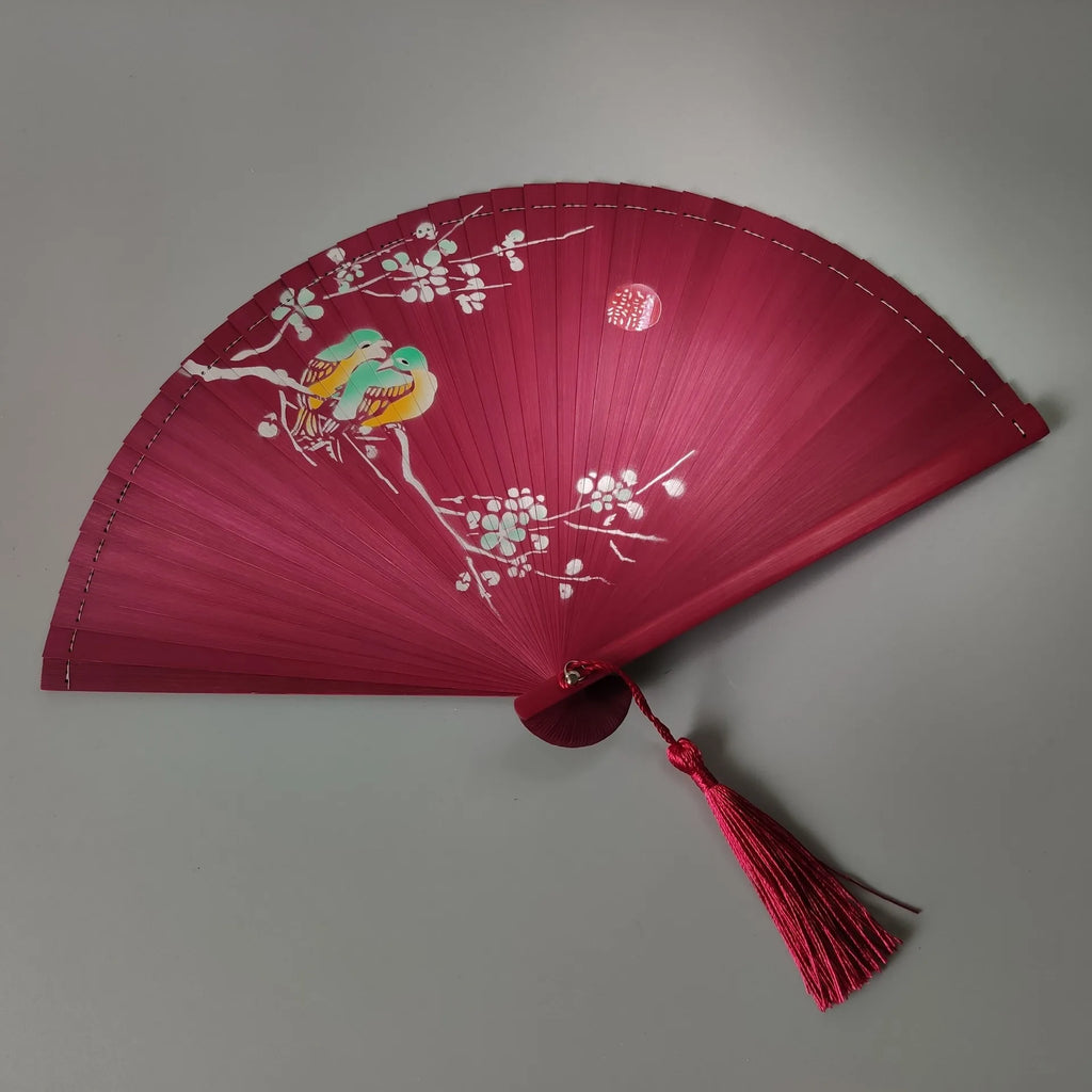 All bamboo spray painting fan high-end fine painting dance fan hollow carving folding fan Oasis Select 22