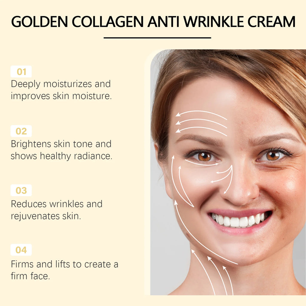 24k Gold Collagen Face Cream Lifting Firming Anti Wrinkle Fade Fine Lines Brightening Smooth Pores Hydrating Moisturizing Cream Oasis Select