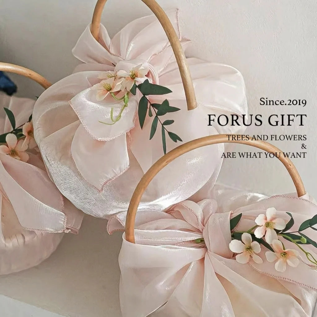 Rattan Gift Basket with Floral Decor | Wedding & Holiday Hamper