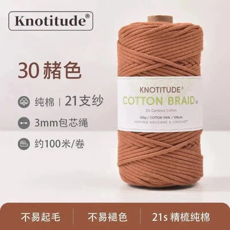 Macrame Braid Cotton Cord 109Yards Pure Rope Bracelet Knots DIY Craft