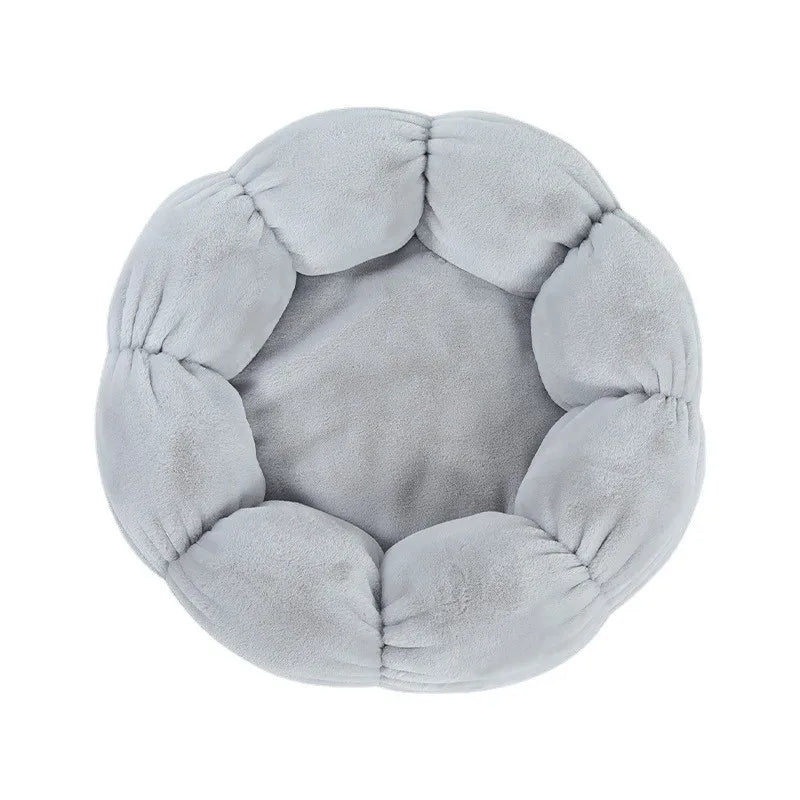 All - Season Plush Cat Bed with Neck Guard, Flower - Shaped Round Pet Bed for Cats & Small Dogs Cat Beds Pets Oasis Select