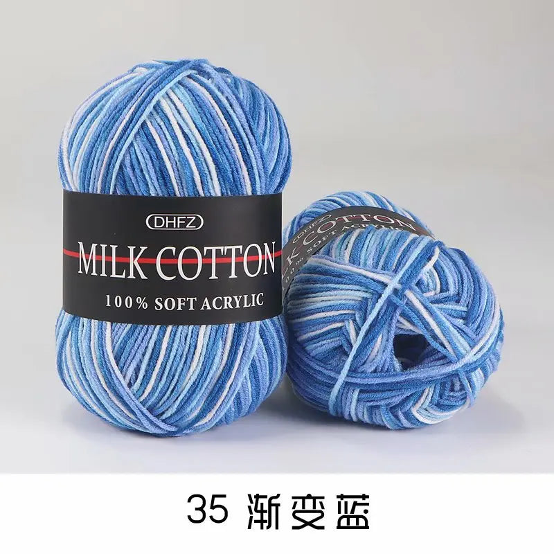 DIY Three Strands Graded Section Dyed Wool Medium Fine Cotton Thread Hand Crochet Doll Milk Cotton Thread Crochet Yarn Oasis Select 35