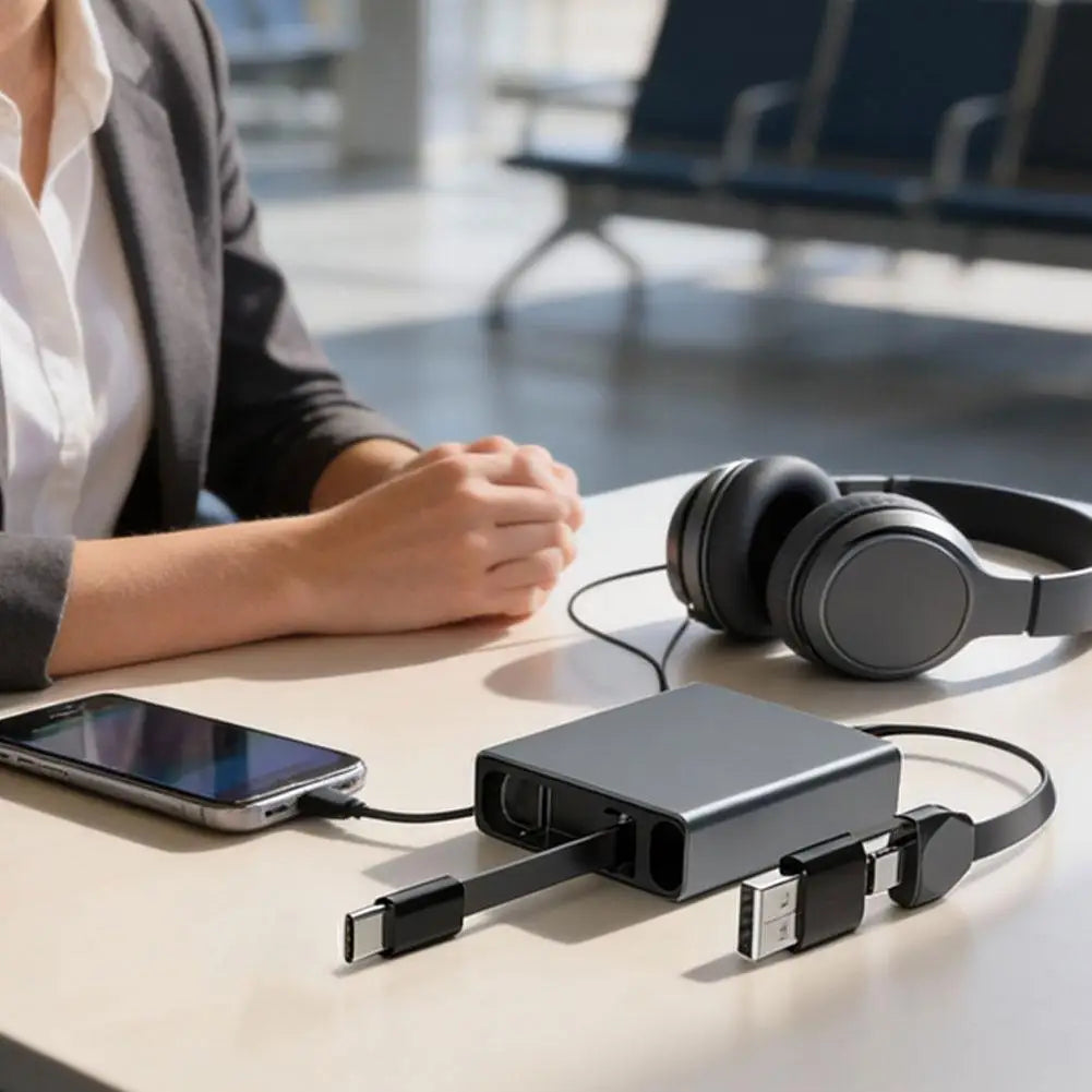 Retractable 3-in-1 USB Cable – USB-C, Lightning & Micro USB