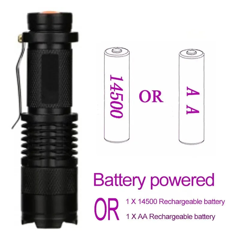 UV LED Portable Flashlight 395nm Black Light Wavelength Violet Flashlight Pet Urine Scorpion Feminine Hygiene Detector Torch Oasis Select