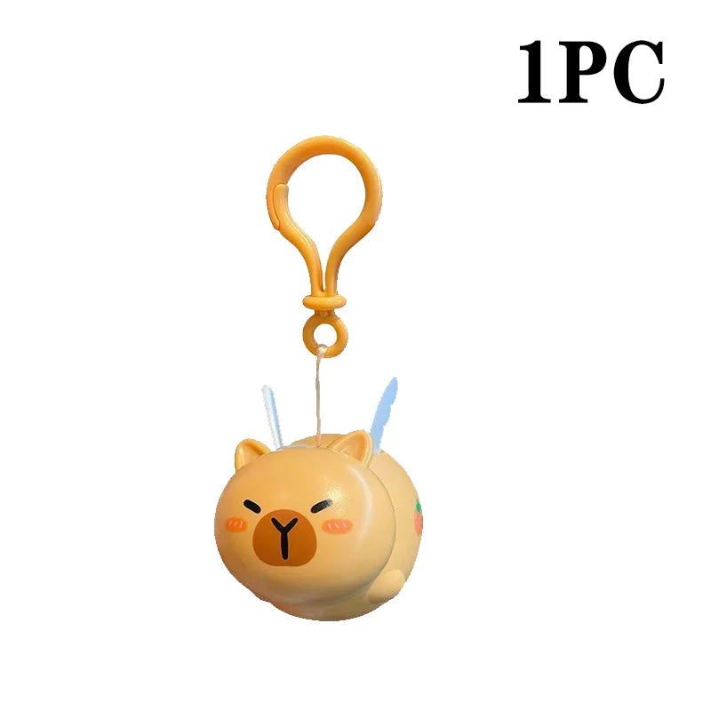 1-20PCS Kapybara Toys Creative Pull String Flying Kapybara Bag Pendant Car Keychain Pendant Decompression Kapybara Doll Keychain Oasis Select Brown-1PC