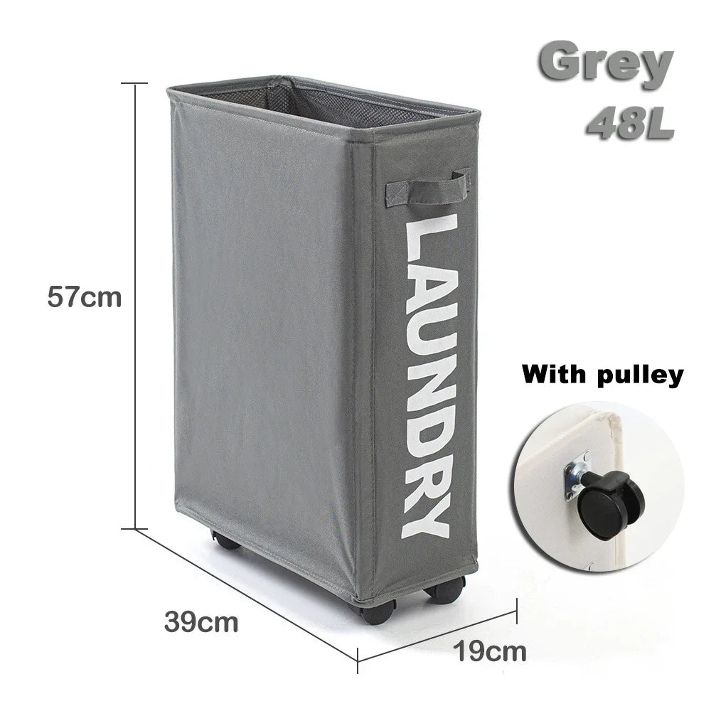 Foldable Laundry Basket Dirty Clothes Basket Clothes Storage Box Yoga Storage Sundries Box with Wheels Bathroom Accessories Oasis Select Grey