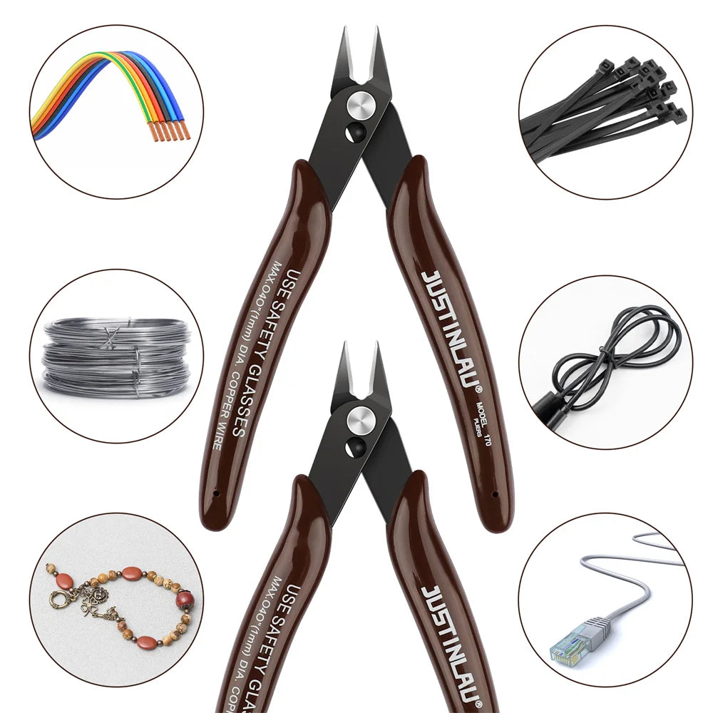 5Pcs 170 Wire Cutter DIY Trimmer Diagonal Side Cutting Cable Nippers Red Blue Pliers Hand Mini Snips Flush Nipper Trimmer Oasis Select