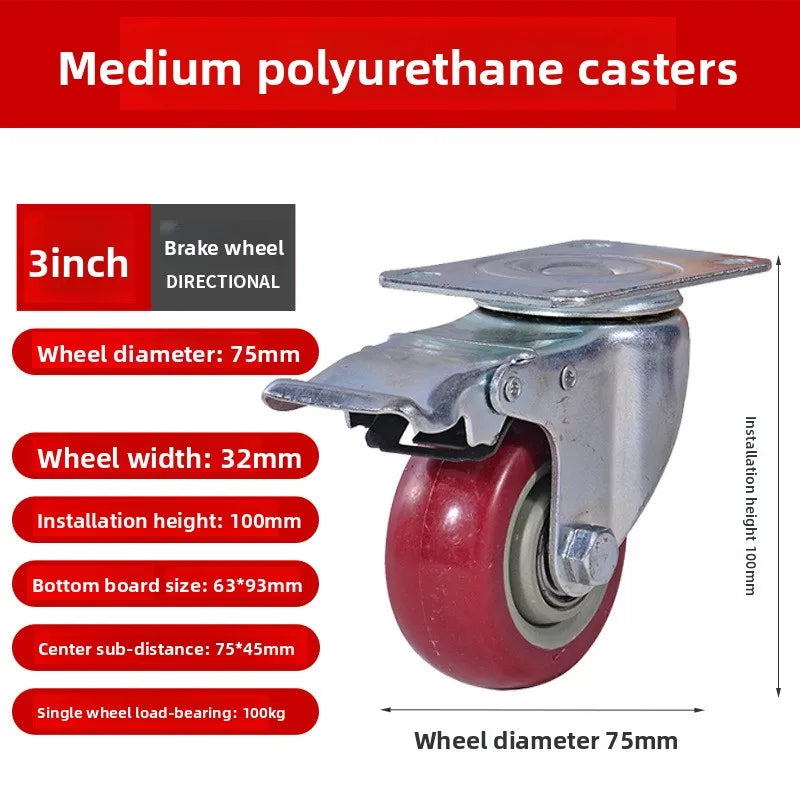 4Pcs 4 inch Caster Wheel Heavy Universal 360° Swivel Silent Brake Wheels Caster Furniture Wear Platform Trolley Household Oasis Select 4 PCS 3inch