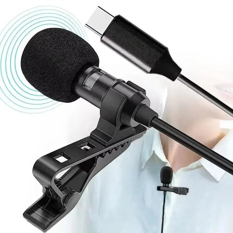 1.5m Mini Portable Lavalier Microphone Condenser Clip-on Lapel Mic Wired USB 3.5mm Type C Microphone For Laptop PC Camera Oasis Select