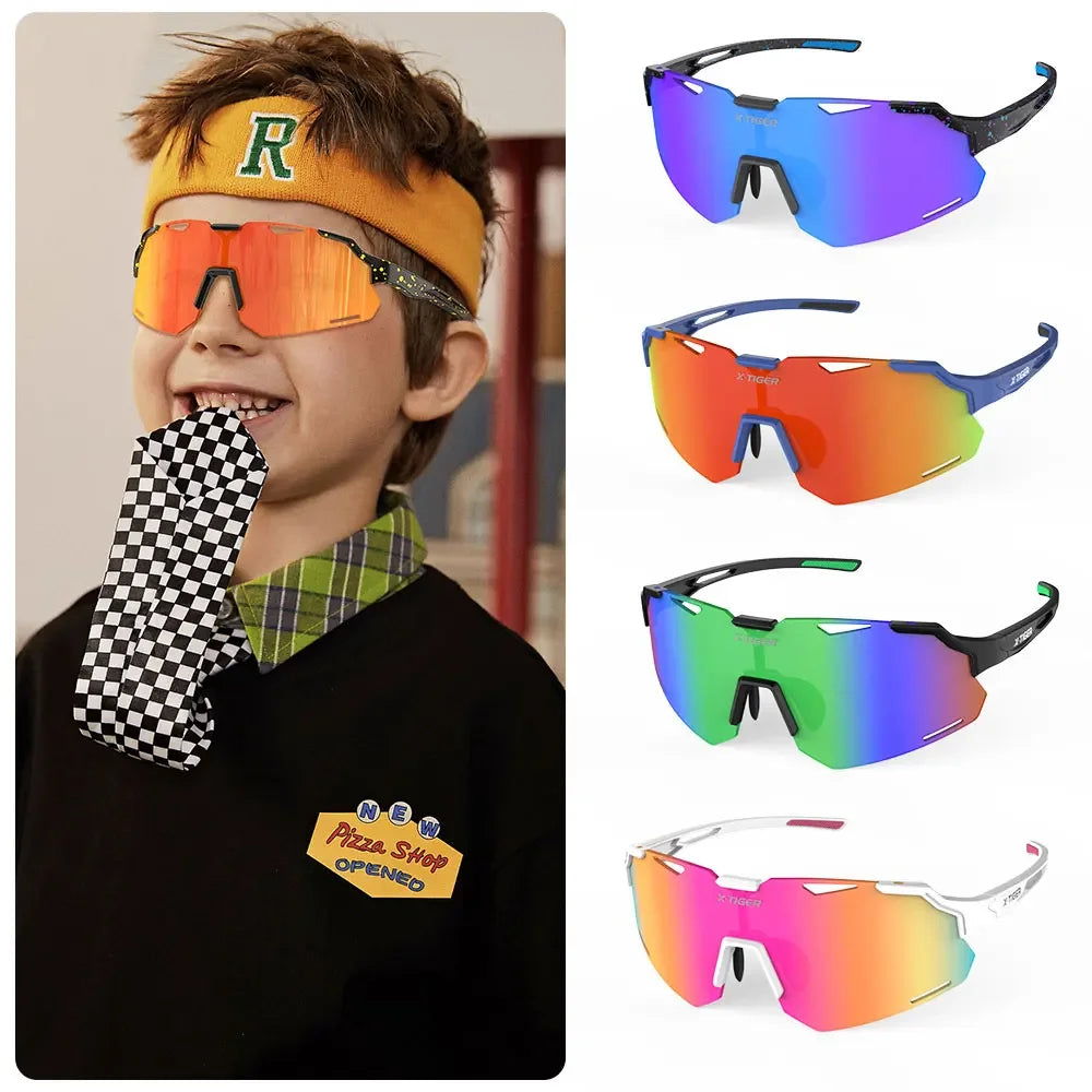 X-TIGER Children's Cycling Glasses UV400 Protection TR90 Ultralight MTB Bike Outdoor Sports Sunglasses Windproof Sun Visor Oasis Select
