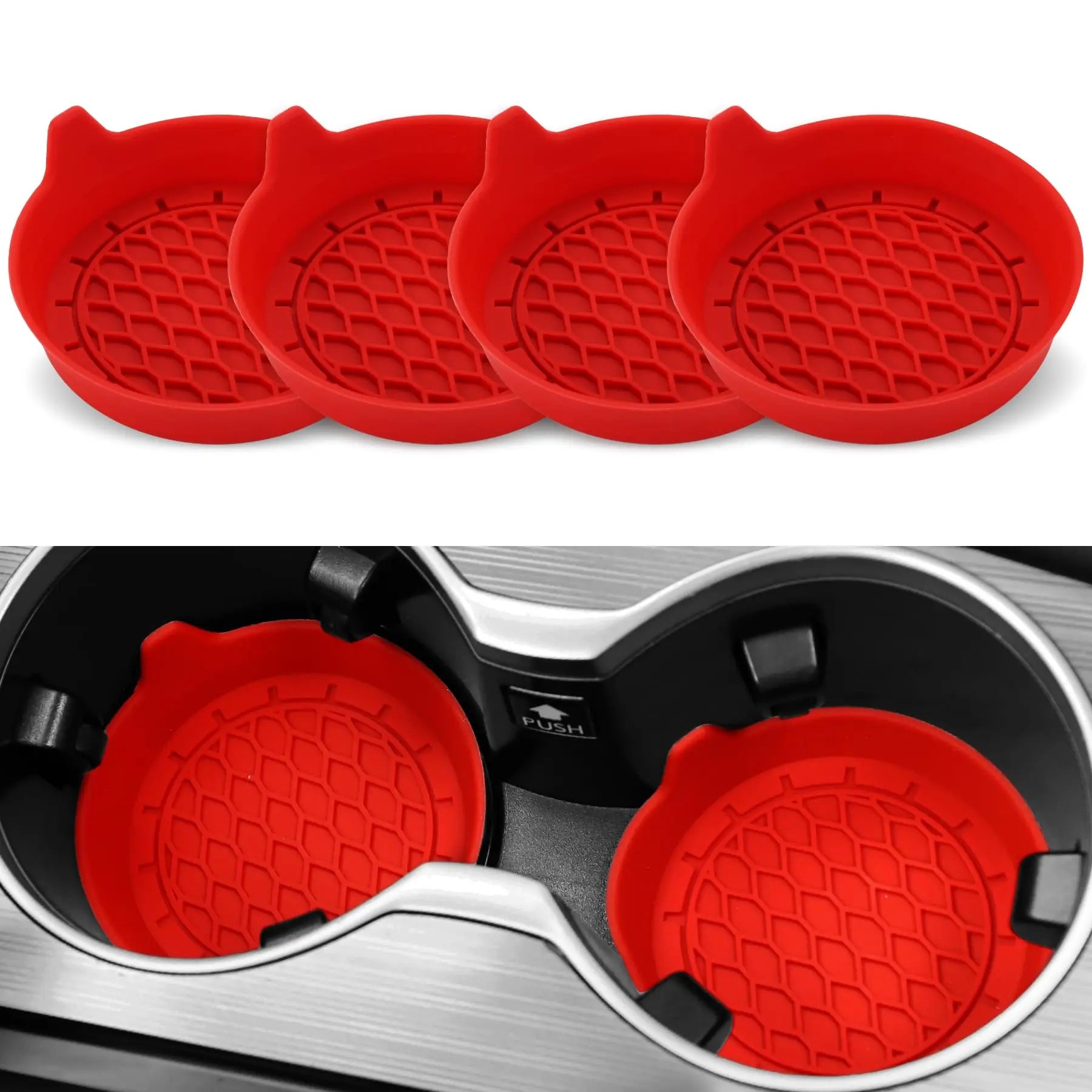 Silicone Car Cup Holder Insert Coasters – Non-Slip Set of 2/4