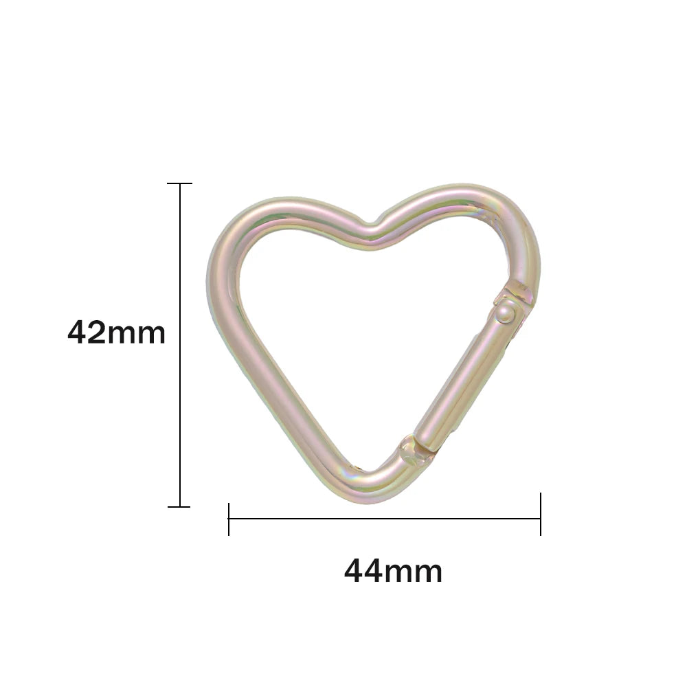 5pcs New Heart Shaped Laser Carabiner Hook Ring Keychain Keyrings Hook DIY Jewelry Making Supplies Connector Buckles Accessories Oasis Select Beige