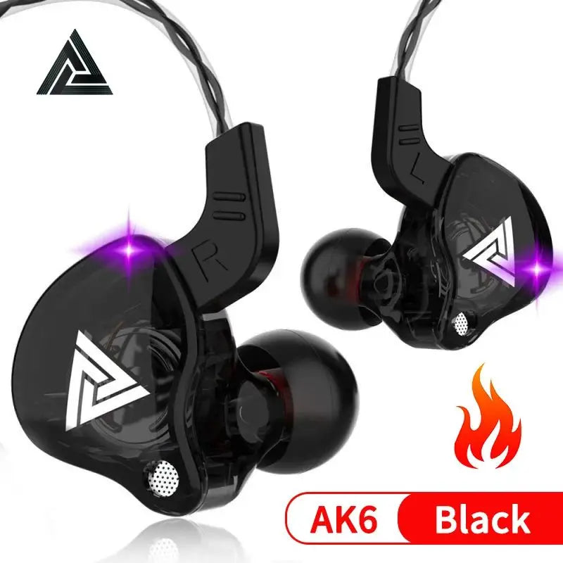 Original QKZ AK6 Copper Driver HiFi Wired Earphone Race Sport Headphone Bass Stereo Headset Music Earbuds 3.5MM In Ear With Mic Oasis Select AK6-Black