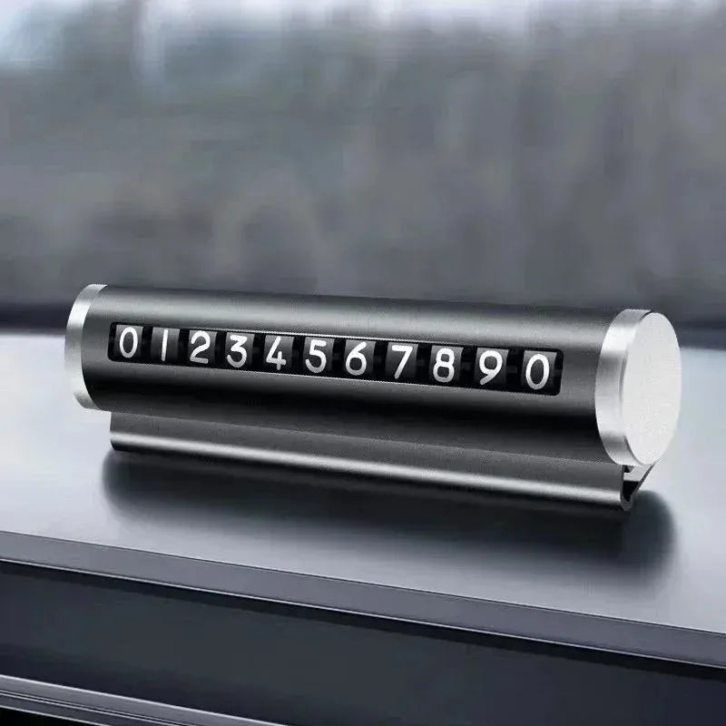 1/2/3pcs Phone Number Plate Temporary Parking Card Aluminum Stickers Rotate Park Stop Metal Car Temporary Parking Card Auto Oasis Select