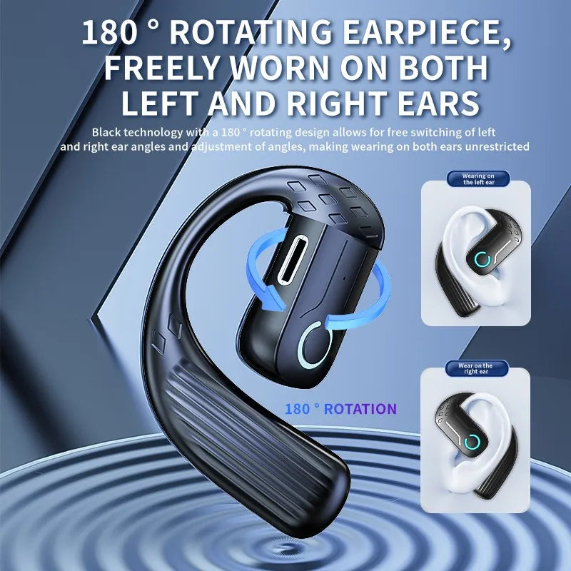 Wireless Bluetooth 5.4 Earphone 180° Rotation Ear Hook HIFI Stereo With MIC HD Call Open Single Ear Headset For Game Music Sport Oasis Select