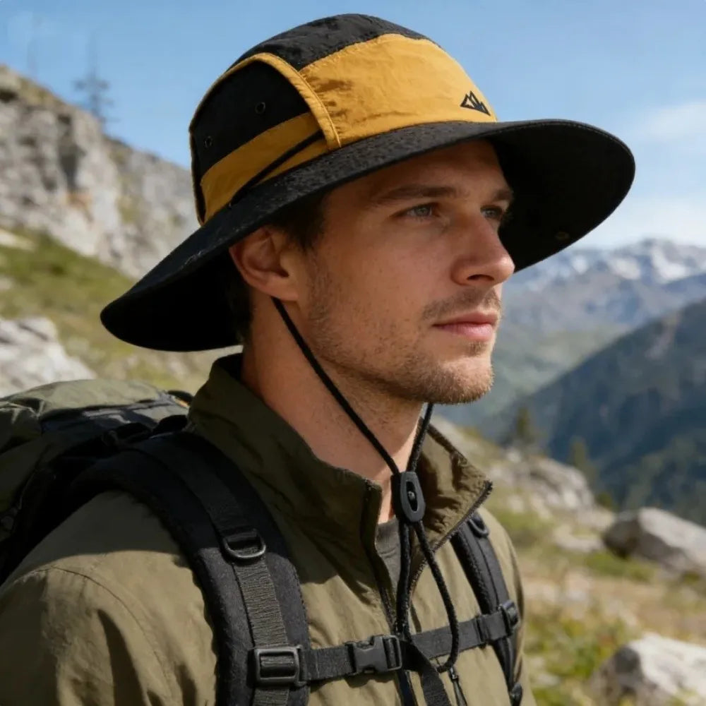 Unisex Large Brim Fisherman Hat Breathable Quick Drying Visor Cap Lightweight Foldable Sun Protection Hat Oasis Select