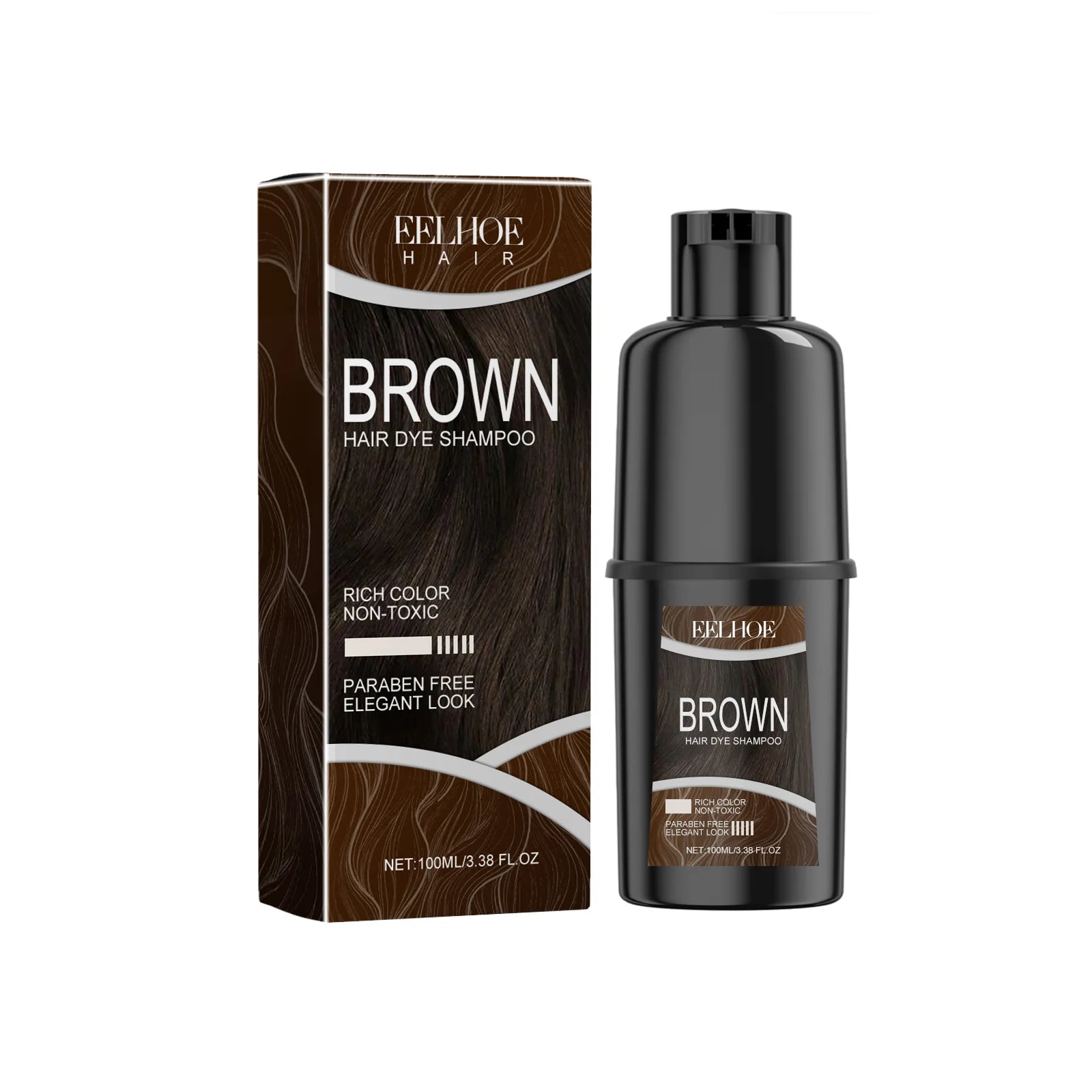 EELHOE Hair Dye Shampoo Deep Nourishment Strengthen Color Lock Frizz Control Oil Natural Formula Shiny Hair Color Shampoo 100ml Oasis Select Brown