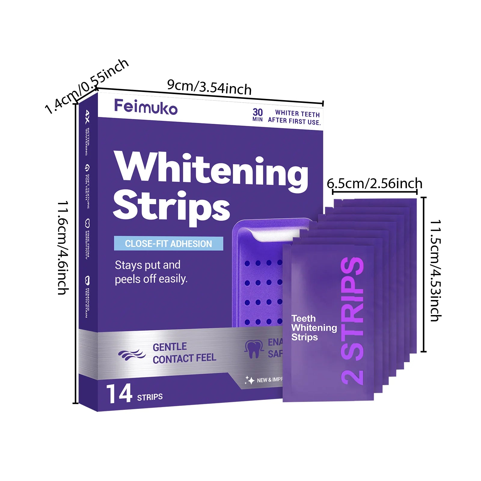 Purple Teeth Brightening Strips – Mint, Enamel Safe | 14 Strips