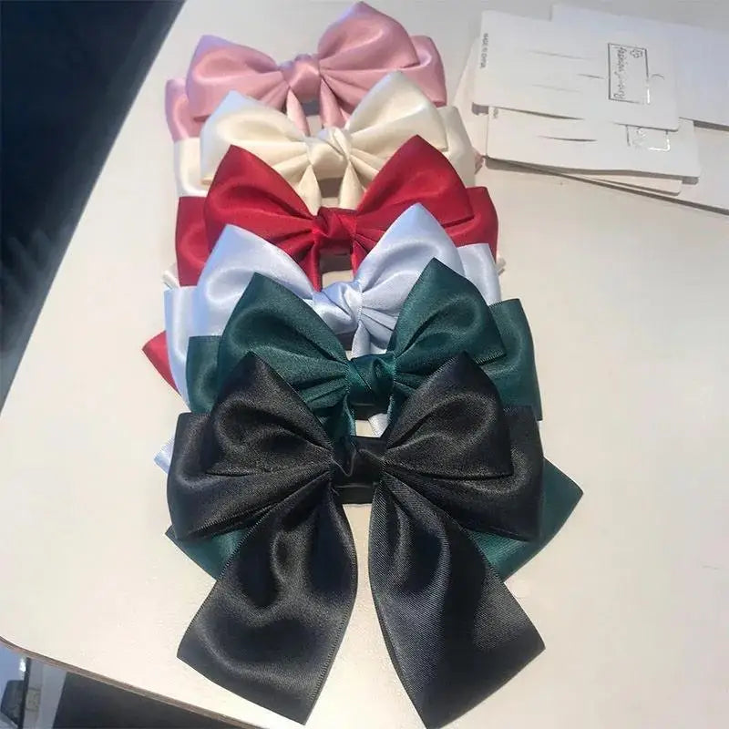 Solid Color Bow Ribbon Hair Clip New Women Bowknot Barrettes Women Ponytail Clip Headband Girls Hair Accessories Gift Oasis Select