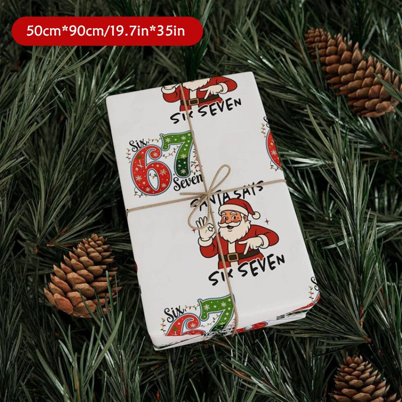 Kids' Christmas Wrapping Paper 67, Fun Santa 67 Print, Holiday Gift Wrap 67 Oasis Select G