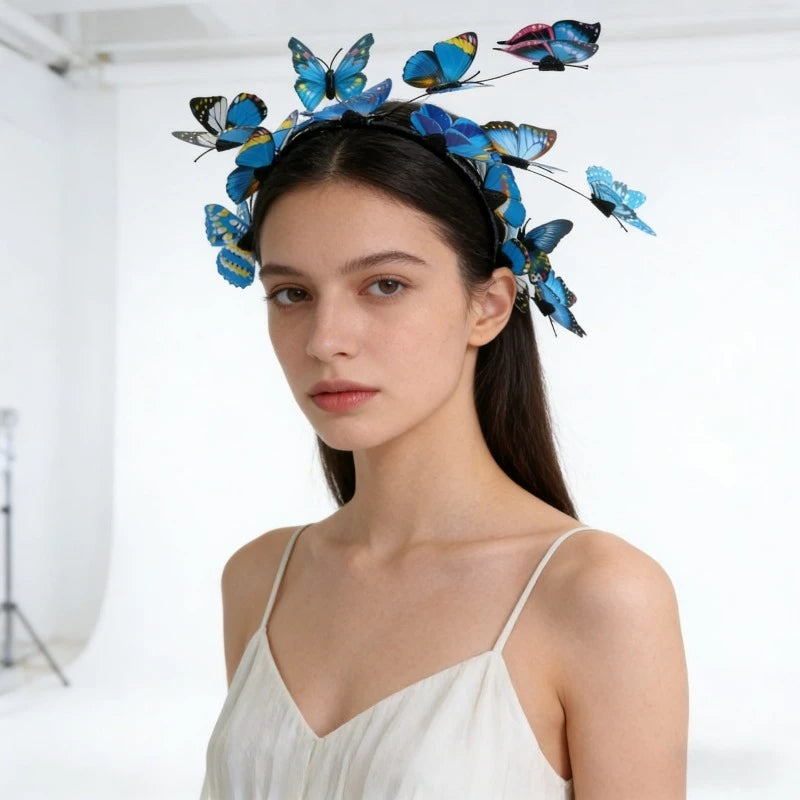 Womens Fairy Wreath Headband with Butterfly Jewelry Flower Garland Hair Band for Wedding Party Bridal Hair Accessory Oasis Select