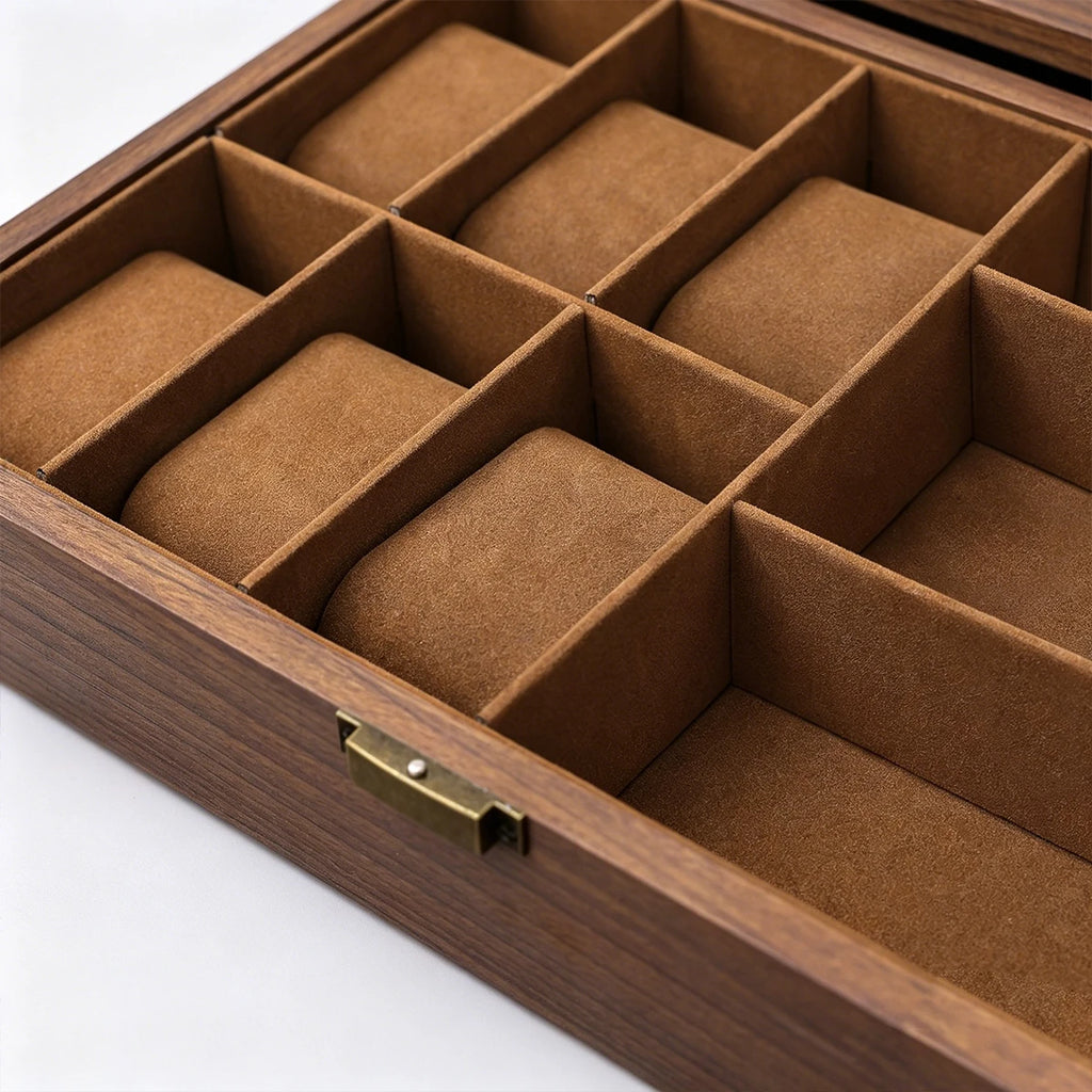 1pc Multi grid wooden watch box with glass cover adjustable jewelry storage box glasses bracelet velvet watch display box Oasis Select
