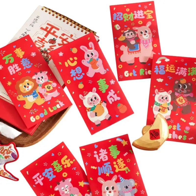 2027 Year of Sheep Red Envelopes 6Pcs Thick Premium Traditional Lucky Money Pockets for Gifting Children Oasis Select