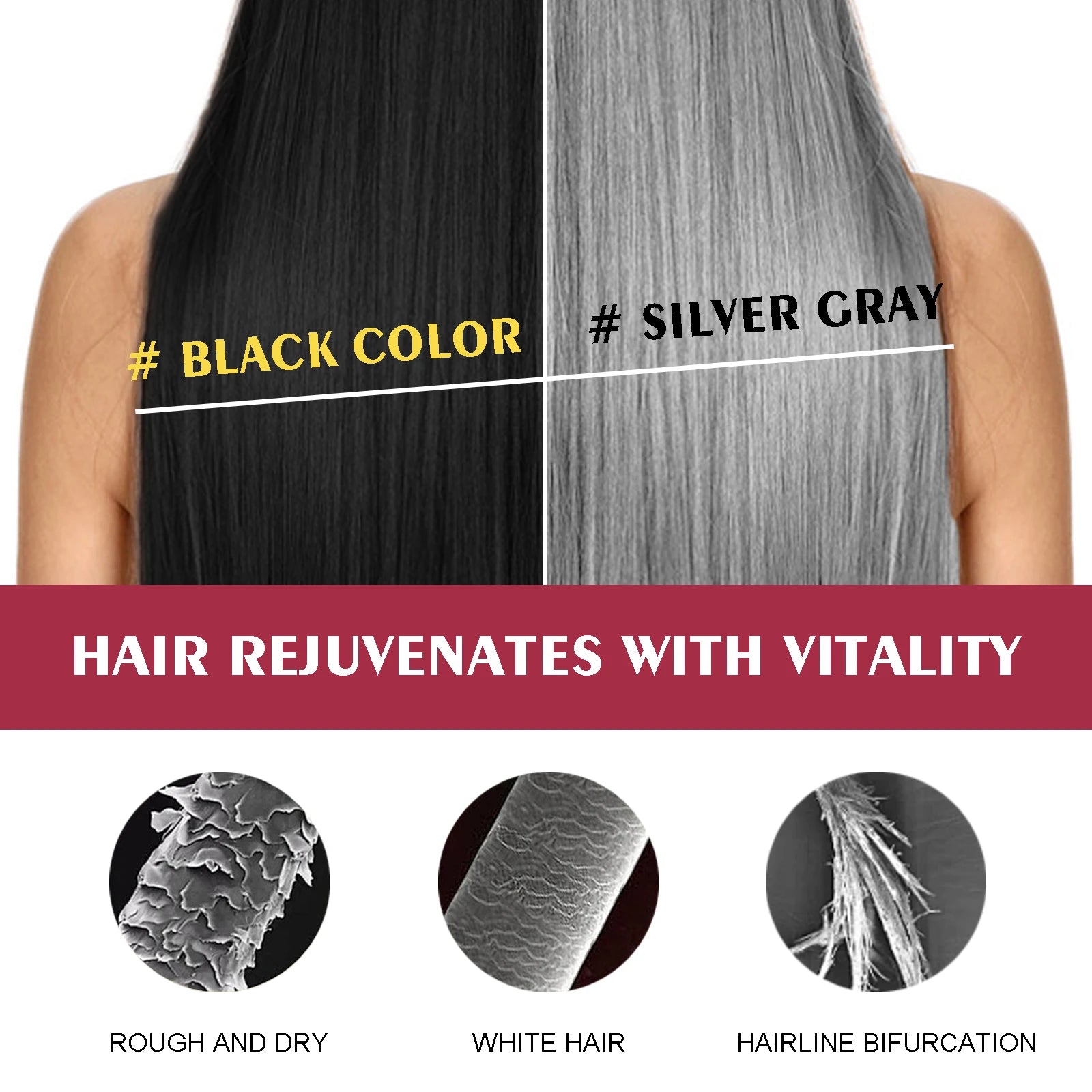 Black & Silver Gray Hair Color Shampoo – Gentle & Moisturizing Hair Dye Shampoo Oasis Select