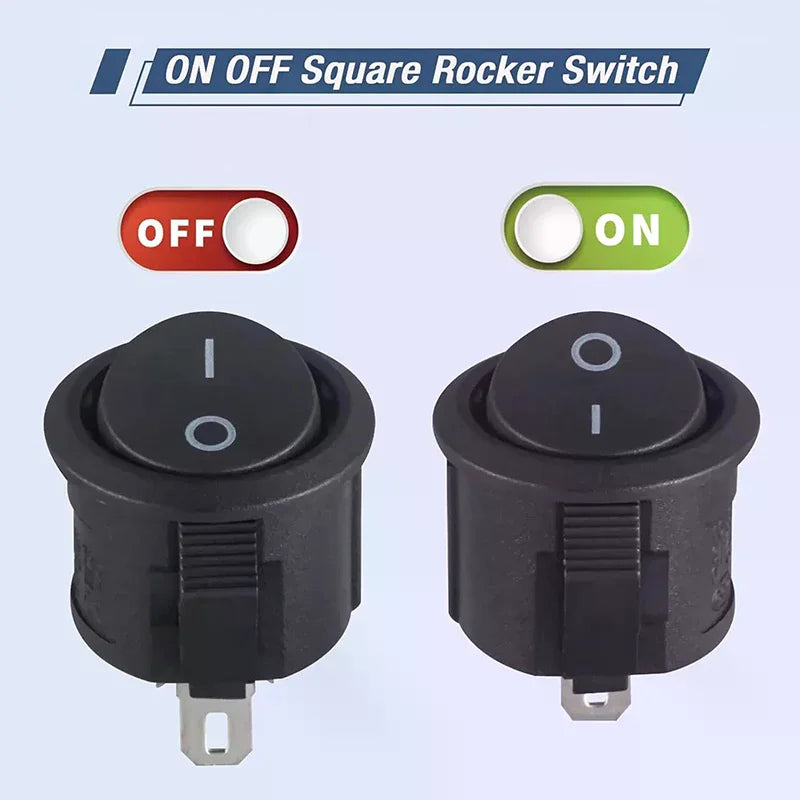 20pcs Rocker Switch Black On Off 2 Pin Mini Round Toggle Switch 3A 250V 6A 125V Circle Switches For RV Car Truck Boat Oasis Select