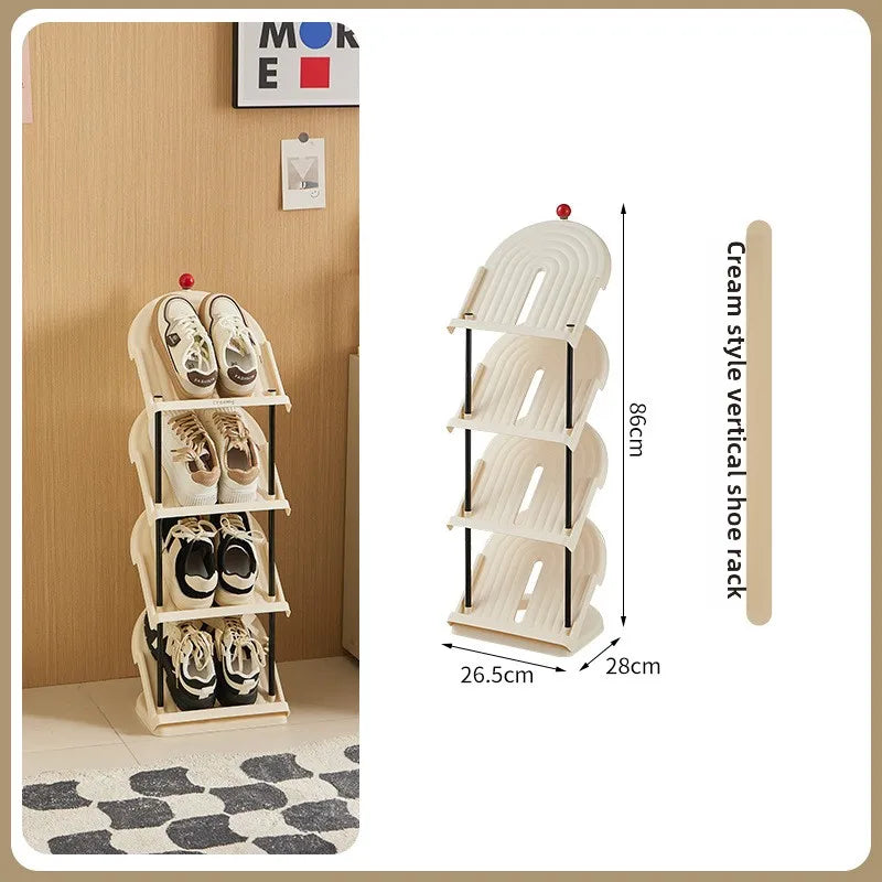 Multi layer simple storage shoe rack for household use, multifunctional and minimalist shoe cabinet, bedroom storage rack Oasis Select 4 Layers - Cream