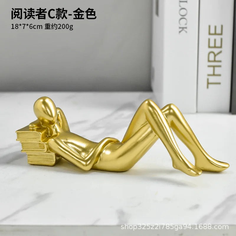 The New Creative Thinker Reads The Decoration Piece Modern Simple Home Living Room Abstract Decoration Gift Oasis Select C Gold