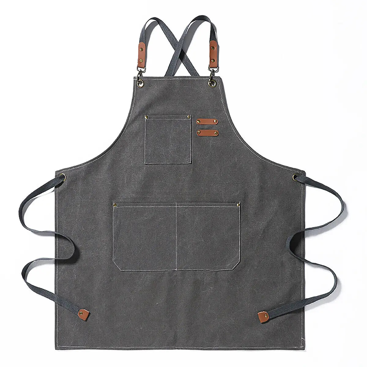Kitchen Thicken Canvas Apron For Woman Men Waterproof Stain-Resistant With Pockets Cooking Apron Woodworking Painting Work Apron Oasis Select Grey