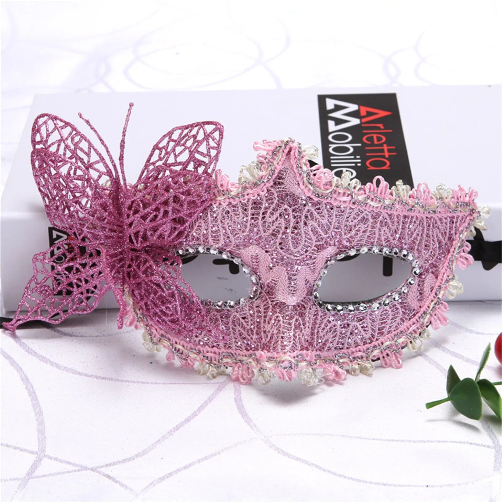 2025 NEW Side Butterfly Masquerade Mask New Fashion Half Face Eye Mask Party Makeup Ball Venetian Party Mardi Gras Mask Oasis Select Pink CHINA