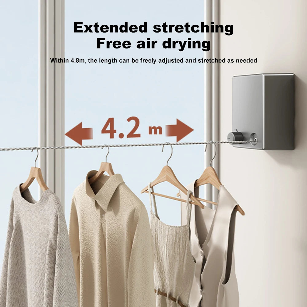 Retractable Clothesline Stainless Seel Pull-Out Clothes-Drying Machine Rope Space-Saving Clothes Drying Rack For Household Oasis Select