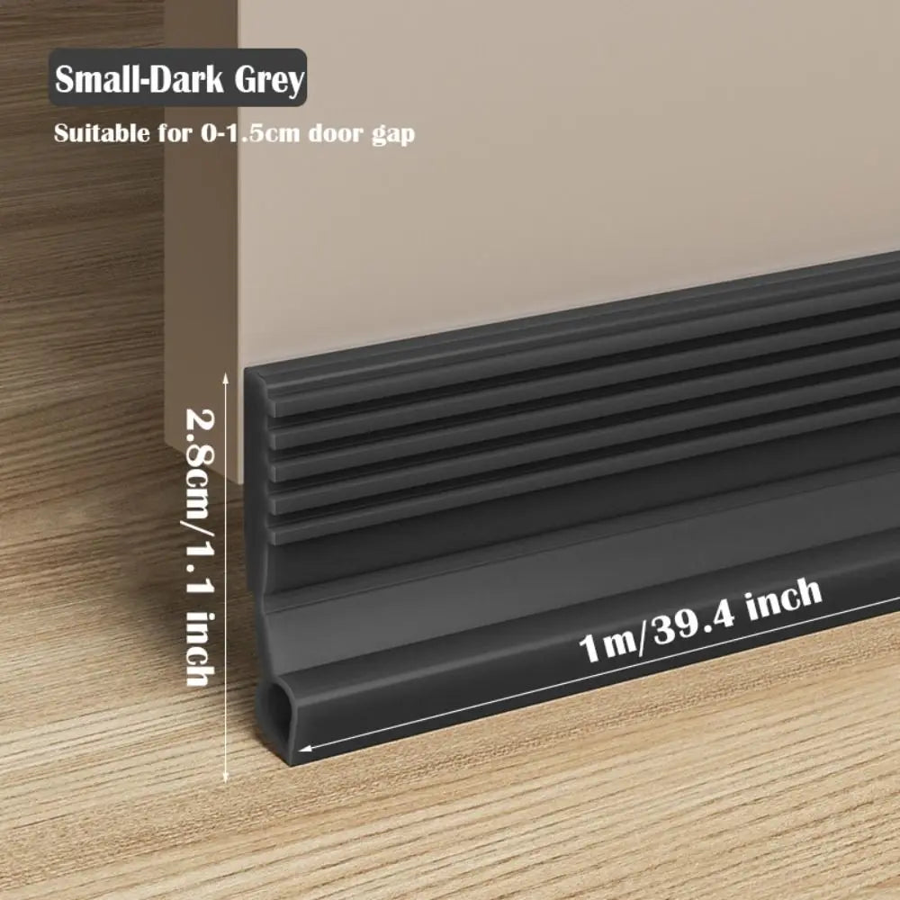 Soundproof Door Bottom Sealing Strip Self-adhesive Insect Prevention Door Draft Stopper PVC 100cm Weather Stripping Bedroom Oasis Select Small-Dark Grey