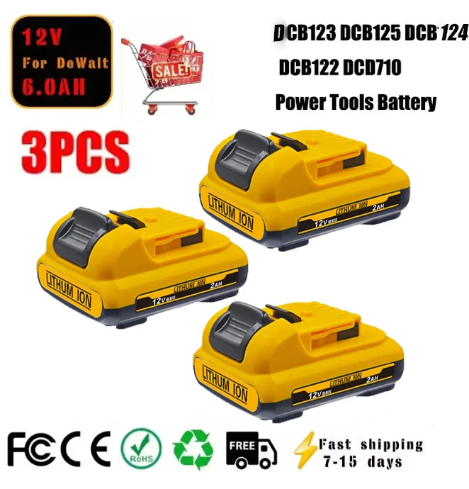 1For DeWalt 12V MAX 2.0Ah 3.0Ah 5.0Ah 6.0Ah Battery DCB124 DCB125 DCB122 Rechargeable Tool Pack. Oasis Select