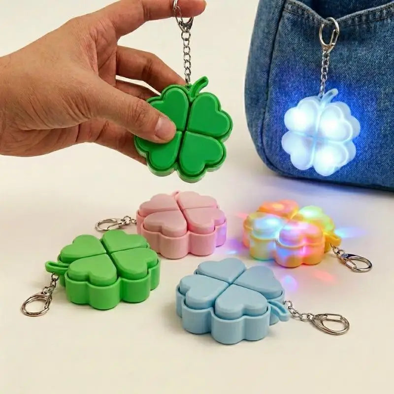 Four-Leaf Clover LED Keychain | Fidget Toy & Lucky Gift