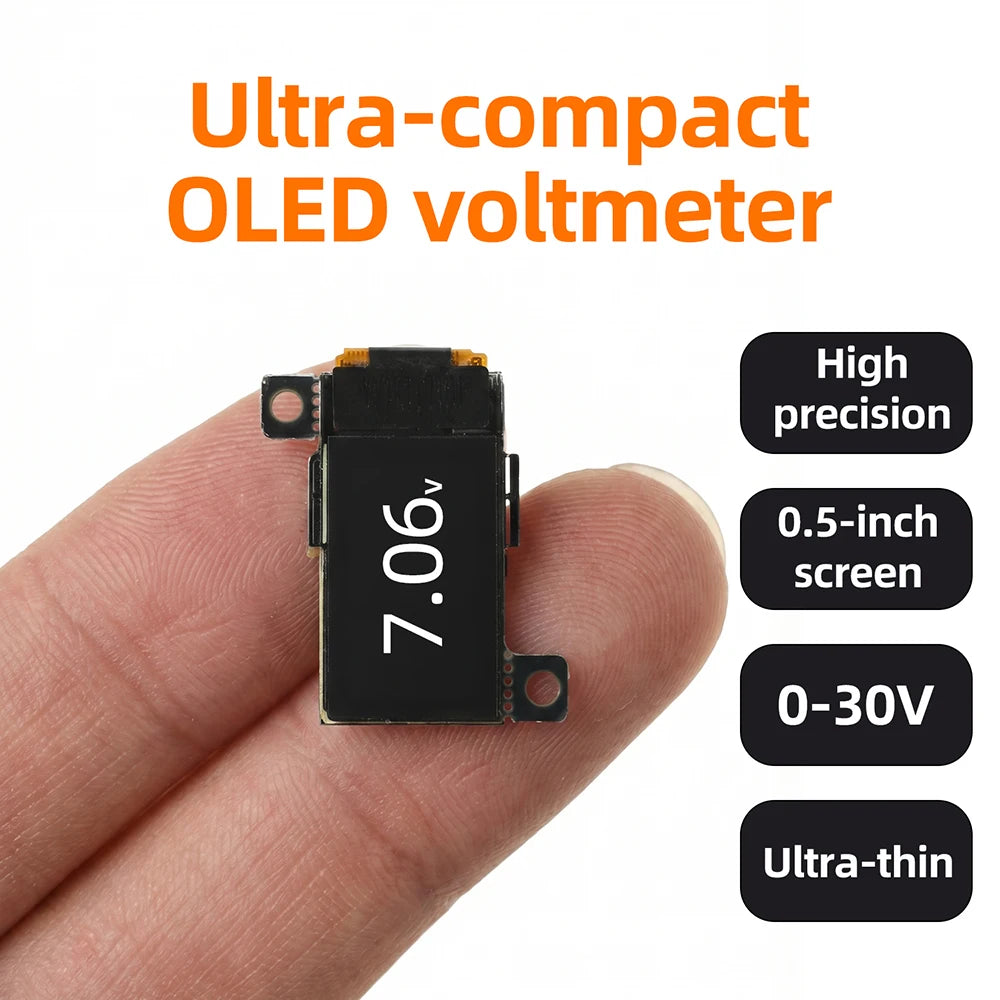 Ultra Thin Mini OLED Digital Voltmeter DC 0-30V 0.5 Inch OLED Display 12Bit ADC High Precision Voltage Meter 5Hz/10Hz Adjustable Oasis Select