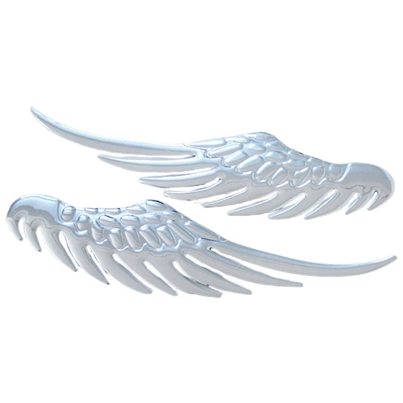 1pair Car Auto Motorcycle Body Sticker 3D Eagle Angel Wings Badge Style ABS Decals Silver/Gold Exterior Accessories Oasis Select Silver